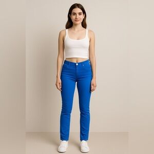 Cache Electric Blue Low Rise Skinny Jeans Women’s Size 2 Y2K Retro Vintage 27x24